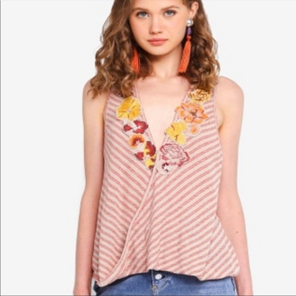 FREE PEOPLE Frida Floral Striped Drape Tank Top - Picture 16 of 16